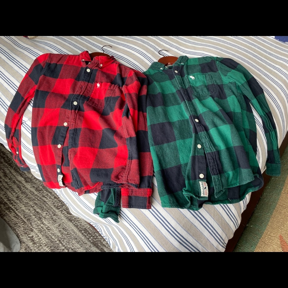 2 Buffalo plaid Abercrombie flannels size 10